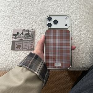 최신 귀여운 아이폰 케이스 브라운 체크 패턴 에폭시 / 핸드폰케이스 17 16 15 14 프로