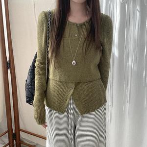 에이티 울 나시가디건 니트세트