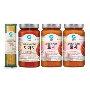 청정원 파스타소스, 로제, 600g, 2개 + 토마토, 600g, 1개 + 스파게티면, 500g, 1개