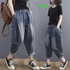 여성 데님 배기팬츠 빅사이즈 여자 똥싼바지 몸빼 항아리 청바지 여름 티류으스