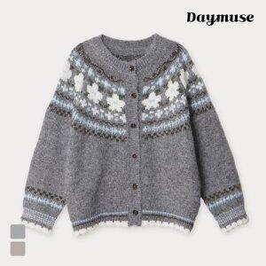 (N) 리버 니트 가디건 라운드넥 긴팔 스웨터 아우터