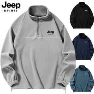 지프 JEEP SPIRIT 남녀공용 플리스 기모 안감 후리스 티셔츠 스텐드 카라티 M~5XL 등산