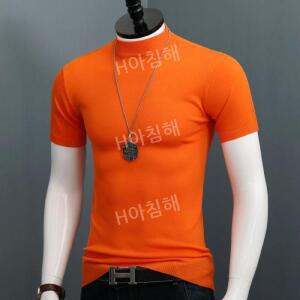 남성 폴라티 슬림 스판 반목티 반팔 목티 반팔티