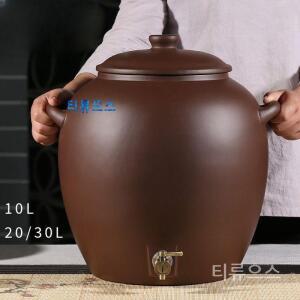 도자기 물독 항아리 정수기 수도꼭지 저장 대용량 차통 뉴 순자색 샌드 물통 무유약 용