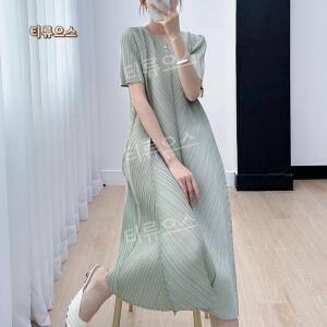 티류으스 여름 엄마 원피스 롱 선물 빅사이즈 중년 플리츠 시니어 할머니