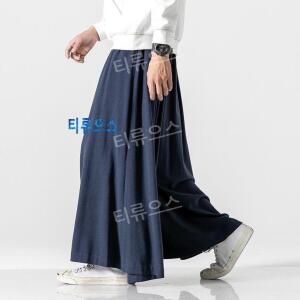 티류으스 일본하카마 팬츠 남자 백사이즈 밴딩 통바지 와이드 리넨 슬랙스