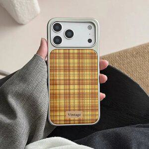 최신 귀여운 아이폰 케이스 웜톤 빈티지 체크 패턴 에폭시 / 핸드폰케이스 17 16 15 1