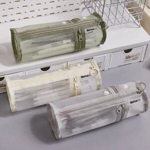 J2K 망사필통 펜슬케이스 대용량 원형 신학기 학생 입학