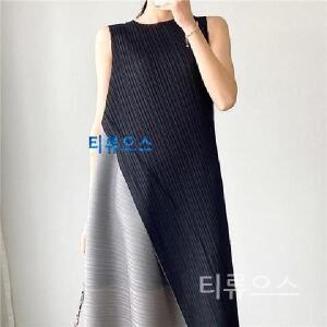 티류으스 플리츠원피스 일본주름옷 나시 미디 여름하객룩 빅사이즈 여행 휴양지 엄마