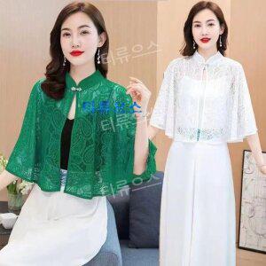 레이스 여자 여름 볼레로 어깨숄 휴양지 루즈핏 린넨 겉옷 프릴 데일리 휴가 펀칭 티류