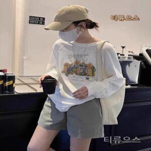 여름긴팔티셔츠 여름 찰랑 봄티셔츠 여성 흰티 맨투맨 느슨한 순면 티류으스