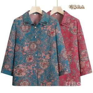 여성 여름 재킷 셔츠 플라워 외투 세트 간절기 소매 할머니 일상복 얇은 노인 티류으스