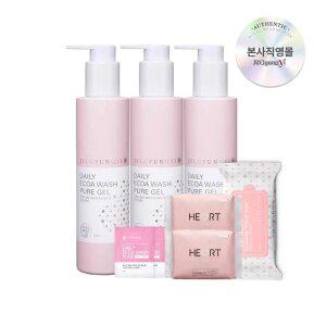 [쿠폰10%][질경이] 여성청결제 데일리 에코아워시 퓨어젤 200ml 3개+마음생리대 중형(
