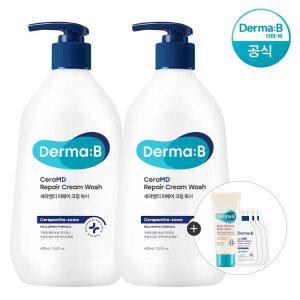 [공식] 더마비 세라엠디 리페어 크림 워시 400ml x2개+(랜덤견본)튜브+3매