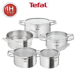 [테팔] 인덕션 스테인리스 스틸 노르디카 냄비 5종 풀세트(편16+양18+20+곰24+찜24)