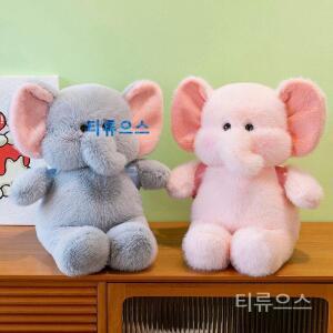 코끼리가방을 멘 뽀글이코끼리인형 안고자는애착인형 배낭 티류으스
