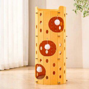 메일켓 다층 펠트 사계절 고양이 캣 하우스 옐로우, 3단