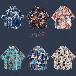 고양이 하와이안셔츠 꽃남방 갬성셔츠 반팔 티류으스