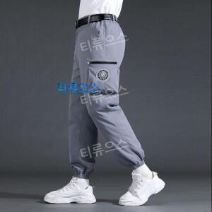 남성 카고 건빵 빅사이즈 바지 남성용 USB 선풍기 냉각 고온 에어컨 작업복 티류으스