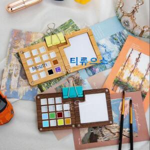 휴대용 미니 수채화 여행 채색 도구 세트 물감 팔레트 여행용 키트 티류으스