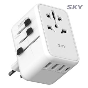 [전세계 호환] 스카이 필 해외 여행용 45W PD 멀티 5포트 어댑터 플러그 USB C타입 AC