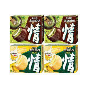 오리온 초코파이 말차쇼콜라 12입 + 초코파이바나나 12입 각2개 (총4개)