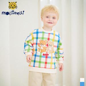 [몰리멜리] 베스트프렌즈체크맨투맨티셔츠