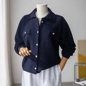 (안나앤모드) waffle 골드 카라 니트 자켓[가디건EDC51]