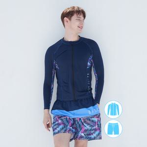 베이직엘르 남성인 슬림핏 집업 래쉬가드 비치반바지 세트 BEM-V911N+BEM-V912N