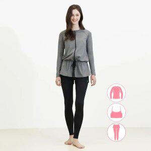 베이직엘르 여성인 루즈핏 집업 래쉬가드 3종세트 BEL-S218G