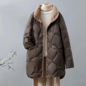 J2K 오리털 자켓 간절기 여성 경량패딩 보온 배색 카라 코트
