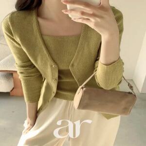 (MD추천/레이어드한듯/미니멀룩) 해릿 일체형 레이어드 슬림 골지 니트 가디건 cd3599