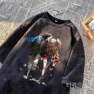 할리퀸 장미여왕 빈티지 반팔티 코스튬 캐릭터 코스프레 옷 레어 프린팅 티셔츠 티류으