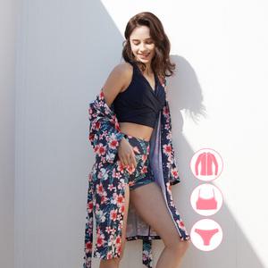 베이직엘르 여성인 플라워 로브 비치웨어 비키니 3종세트 BEL-V207N