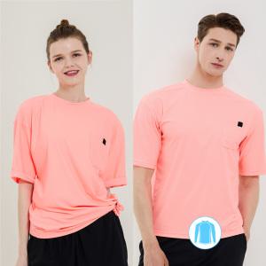 베이직엘르 남녀공용 루즈핏 반팔 래쉬가드 코랄 BEM-X916C