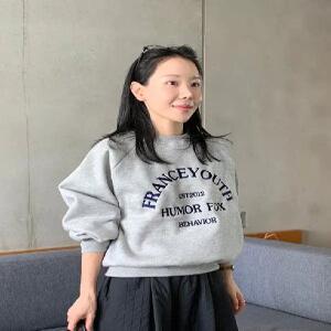 프렌치 기모 자수 라운드넥 맨투맨 (3color)