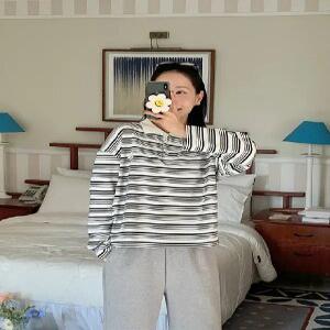 MADE 피크닉 스트라이프 세미크롭 카라 티셔츠 (2 color)