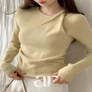 비에뜨 언발 꼬임 레이어드 니트 nt5449