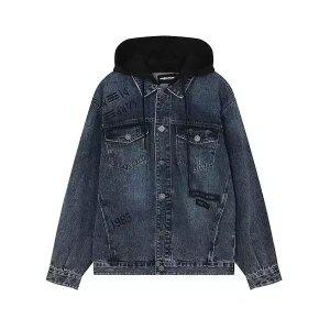 공용)  난스판 후드탈부착 프린트 오픈구제 오버사이즈 데님자켓_AM3DDJ544-DB