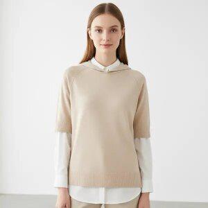 실크 린넨 후드 반팔 니트 티셔츠_RE3LK105