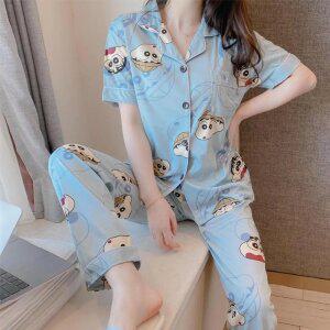 여성 짱구는 못말려 캐릭터 반팔 잠옷 상하세트 파자마