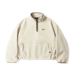 S-SCRIPT LOGO FLEECE HALF ZIP CREWNECK_L.BEIGE