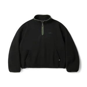 S-SCRIPT LOGO FLEECE HALF ZIP CREWNECK_BLACK