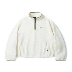 S-SCRIPT LOGO FLEECE HALF ZIP CREWNECK_IVORY