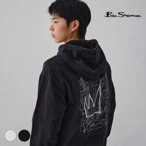 [택가 118,000원] 벤셔먼 바스키아 피그먼트 그래피티 백 프린팅 후드 BPDTS485M