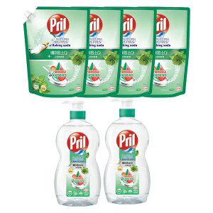 프릴 베이킹소다 허브 용기 700ml, 2개 + 리필 1L, 4개