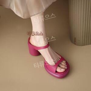 옷깔난다 여성스러운 데일리룩 가틴통굽슬리퍼 신발 티류으스