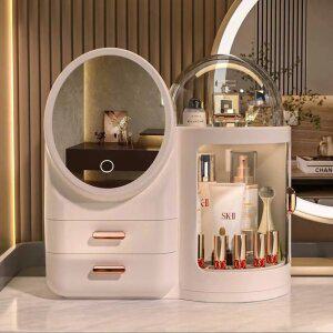 화장품 정리함 수납 거울 LED 메이크업 향수 정리