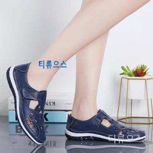 티류으스 여자여름샌들 여성샌들힐 통굽샌들 여자 샌들 숙 녀 편안한 발목 할로우 라운