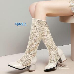 망사롱부츠 여름용 매쉬 미들힐 레이스 워커 티류으스